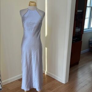 New! Zara small bluieush gray satin cross back strap dress.